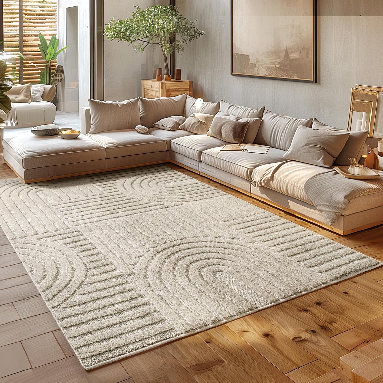 Tapis à relief Lena Beige – STUDIO DECO