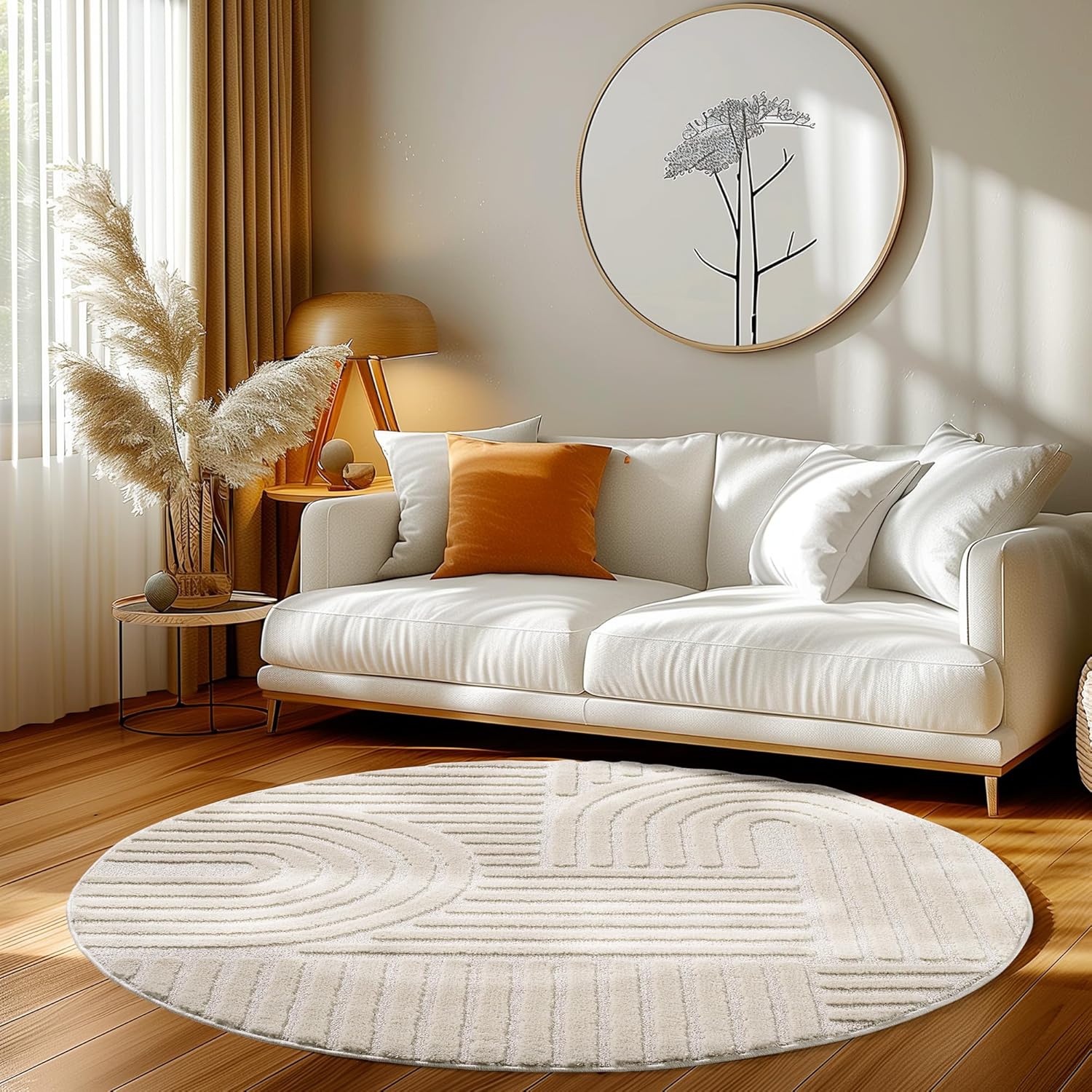 Tapis rond à relief Lena Crème – STUDIO DECO
