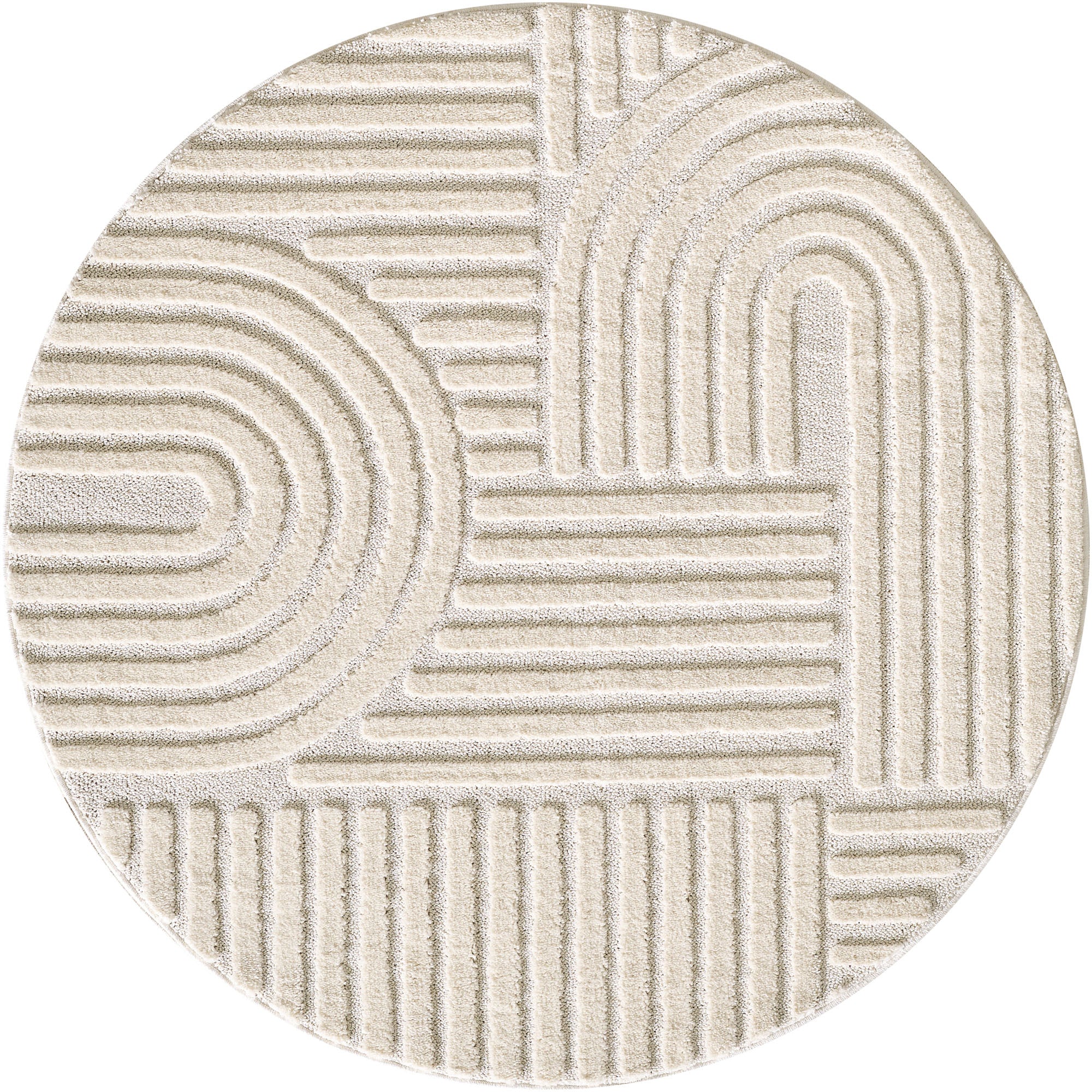 Tapis rond à relief Lena - Crème – STUDIO DECO