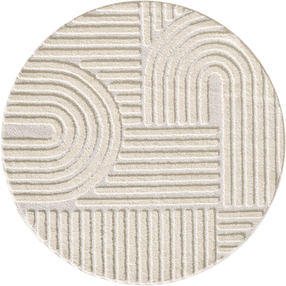 Tapis rond à relief Lena - Crème