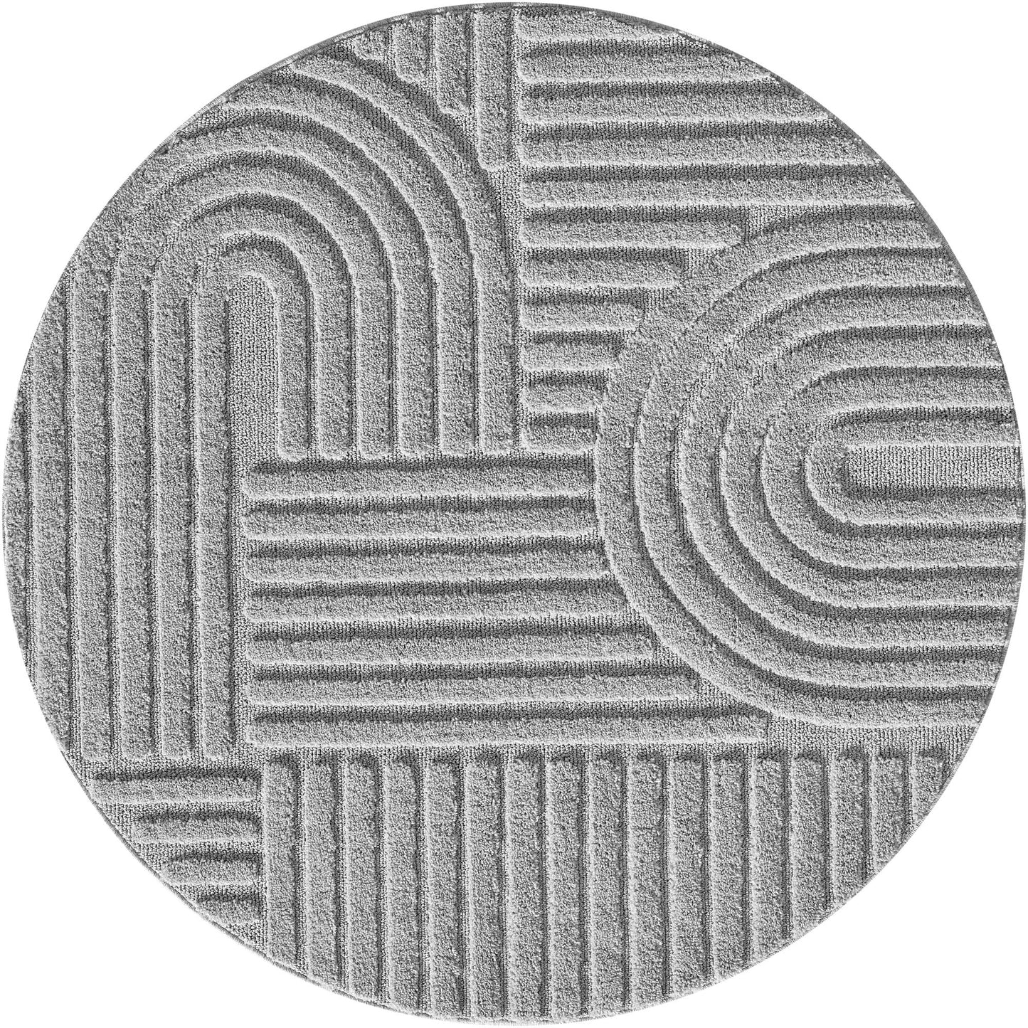 Tapis rond à relief Lena - Gris