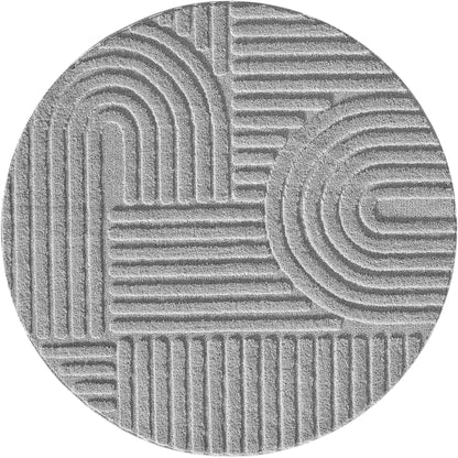 Tapis rond à relief Lena - Gris