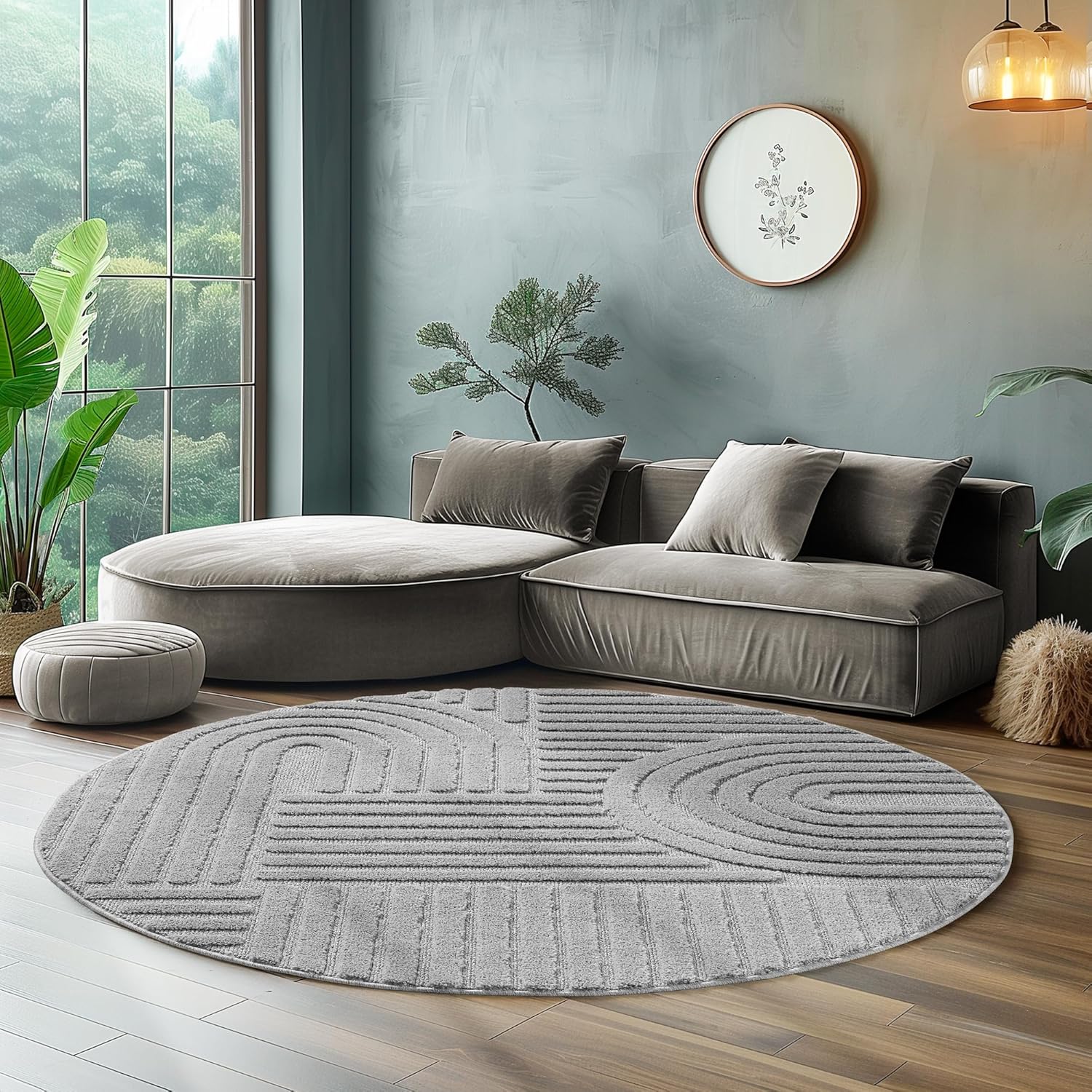 Tapis rond à relief Lena - Gris – STUDIO DECO