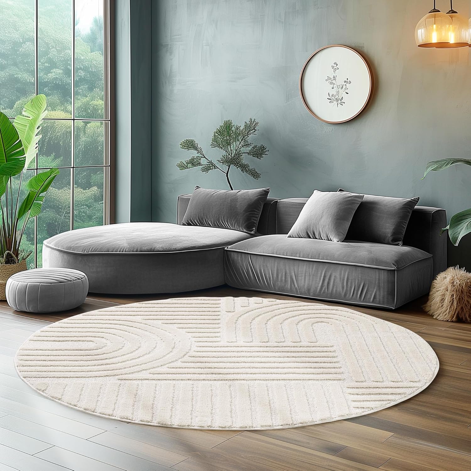 Tapis rond à relief Lena - Crème – STUDIO DECO