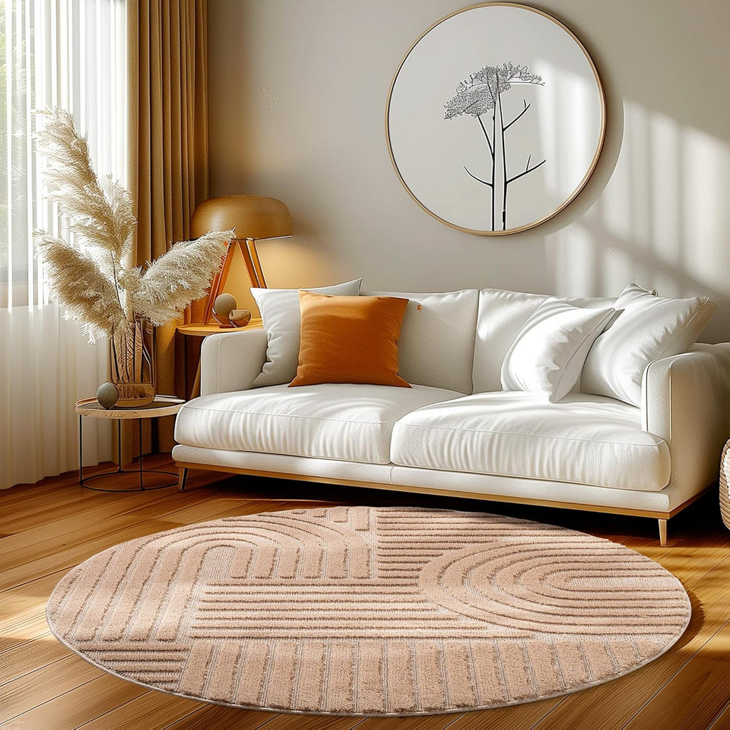Tapis Rond unicolore avec motifs effet relief - Tendance pour votre ...