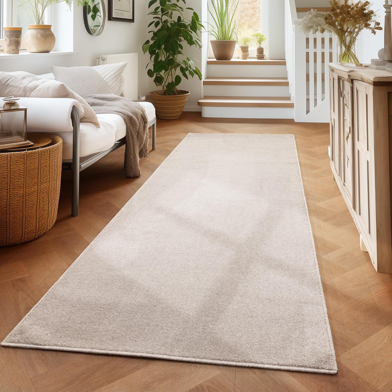 Tapis de couloir Uni à poils courts - Crème – STUDIO DECO