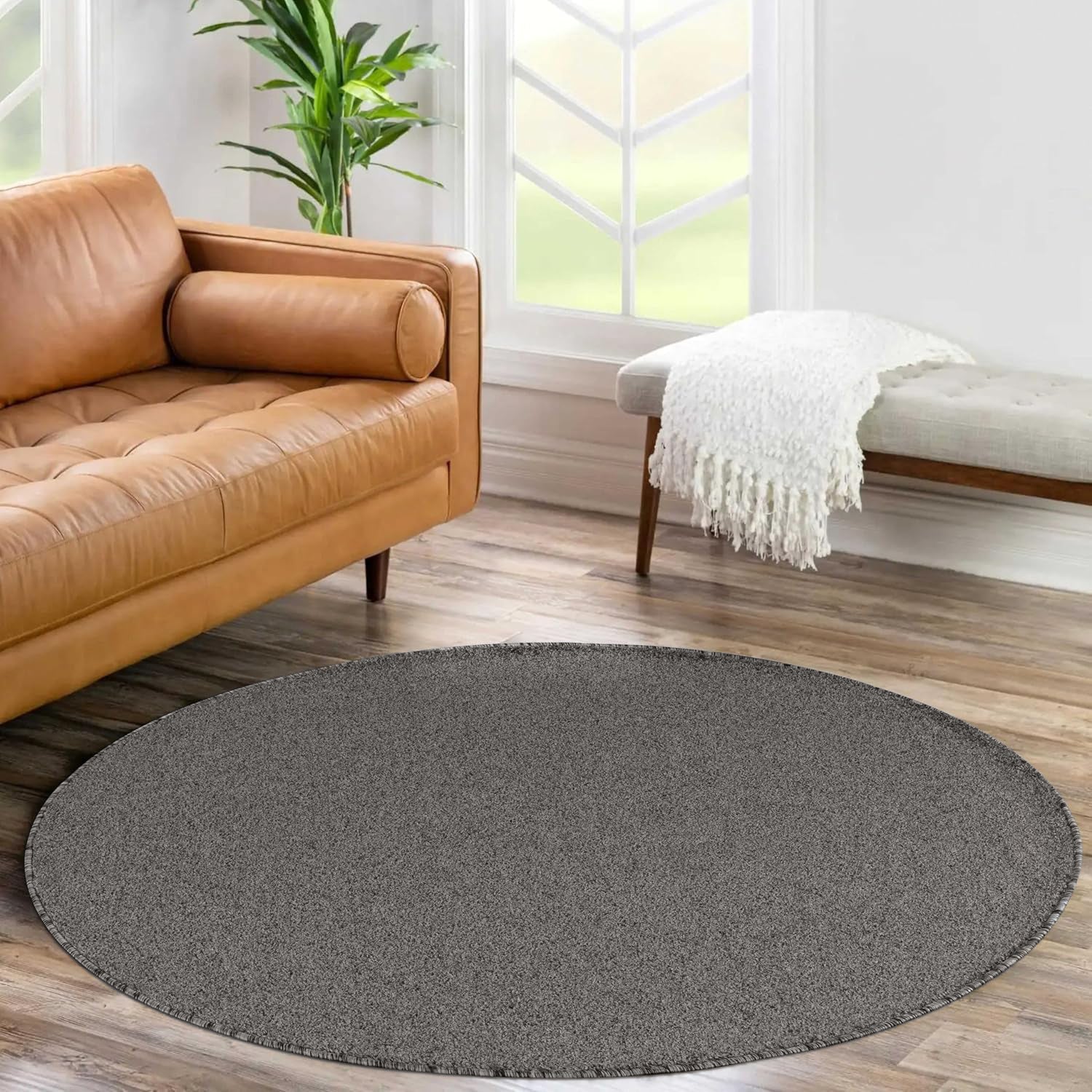 Tapis Uni Rond à poils courts - Gris – STUDIO DECO