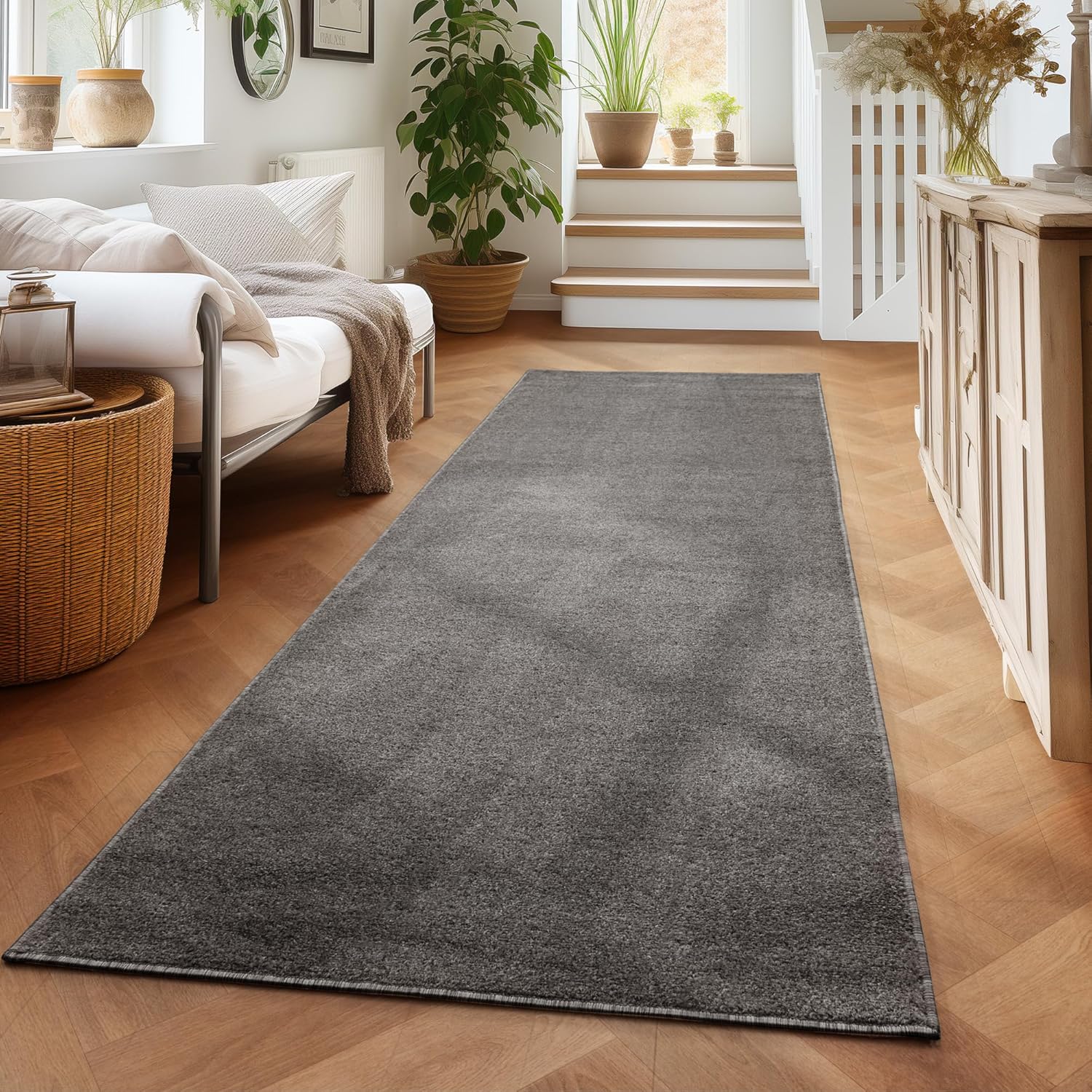 Tapis de couloir Uni à poils courts - Gris – STUDIO DECO