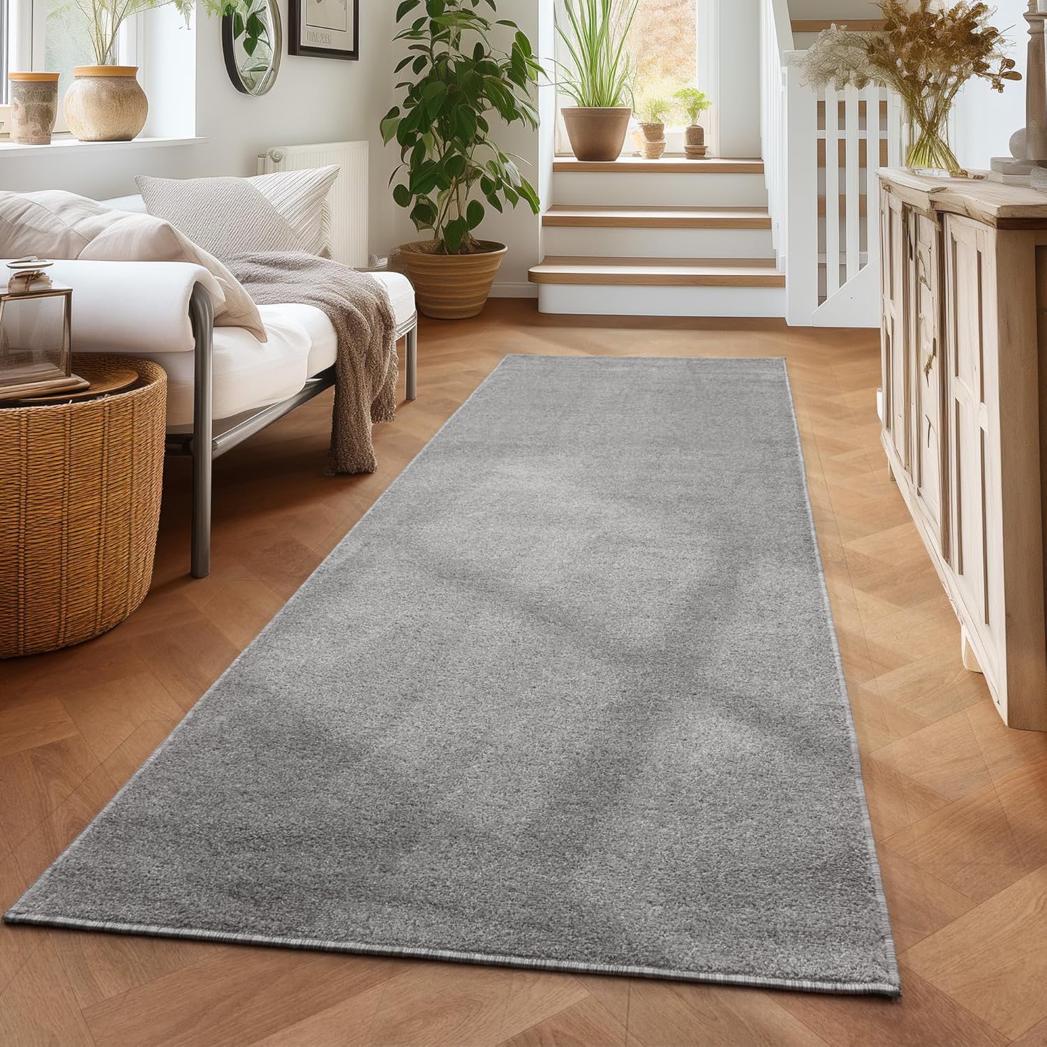 Tapis de couloir Uni à poils courts - Gris Clair – STUDIO DECO