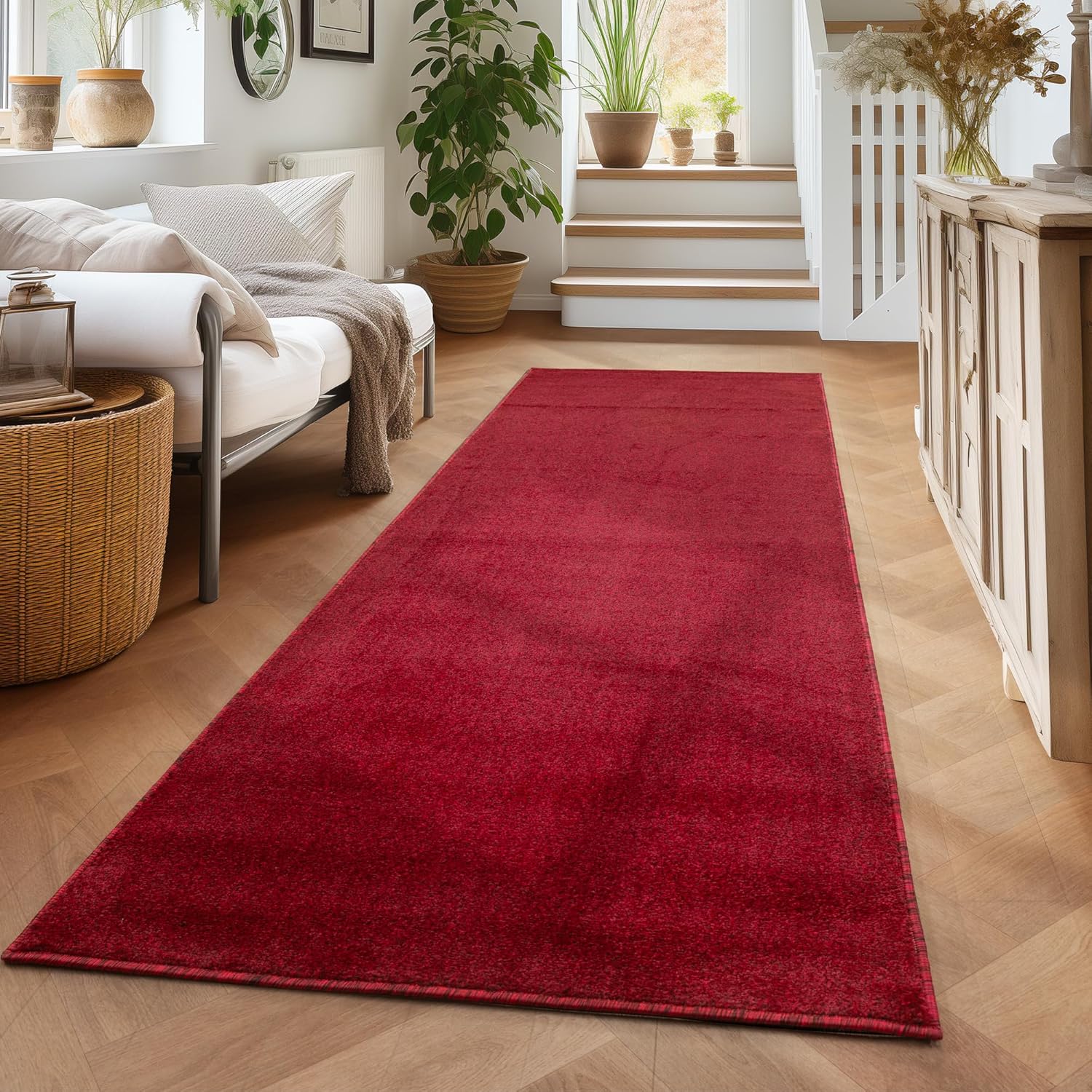 Tapis de couloir Uni à poils courts - Rouge – STUDIO DECO