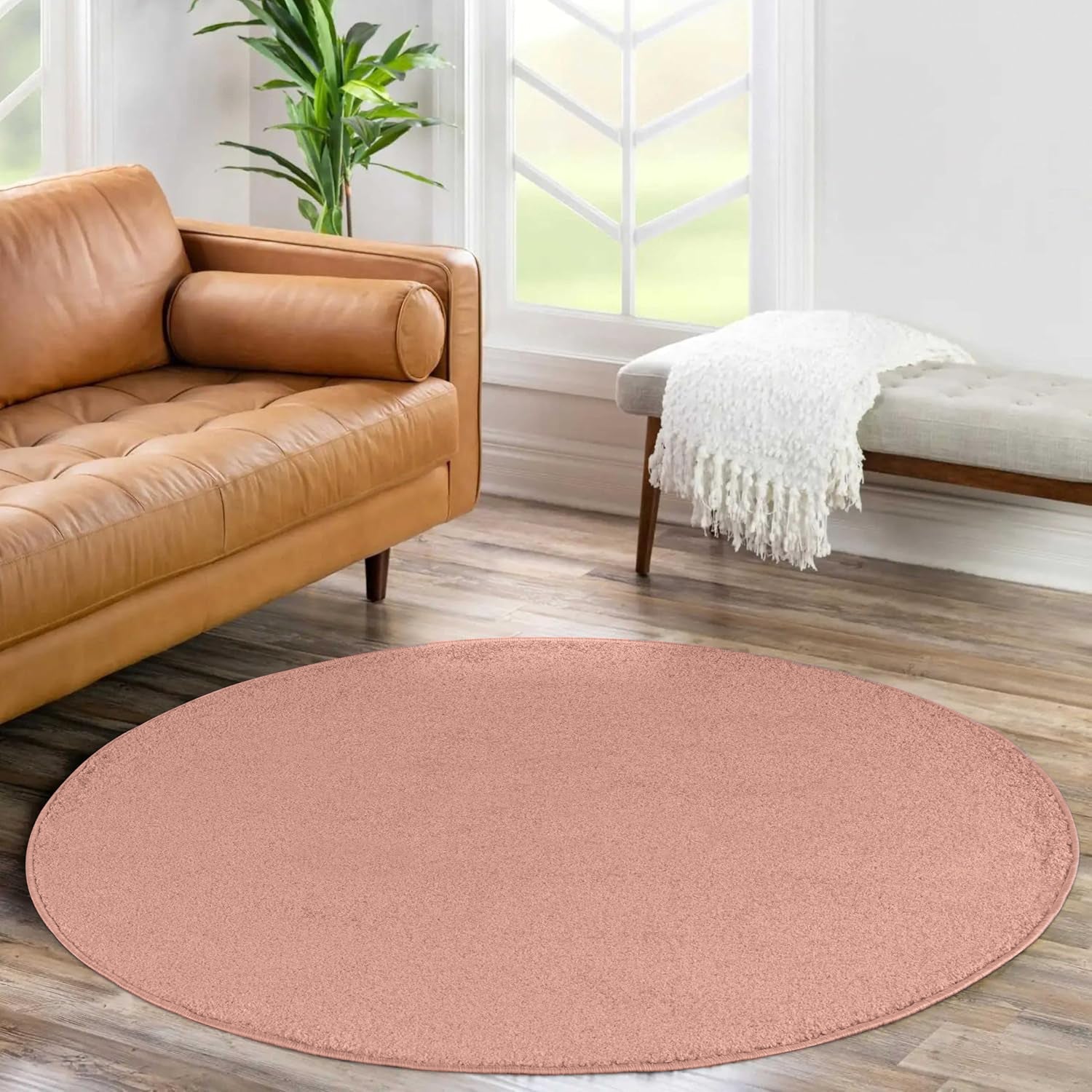 Tapis Uni Rond à poils courts - Rose – STUDIO DECO