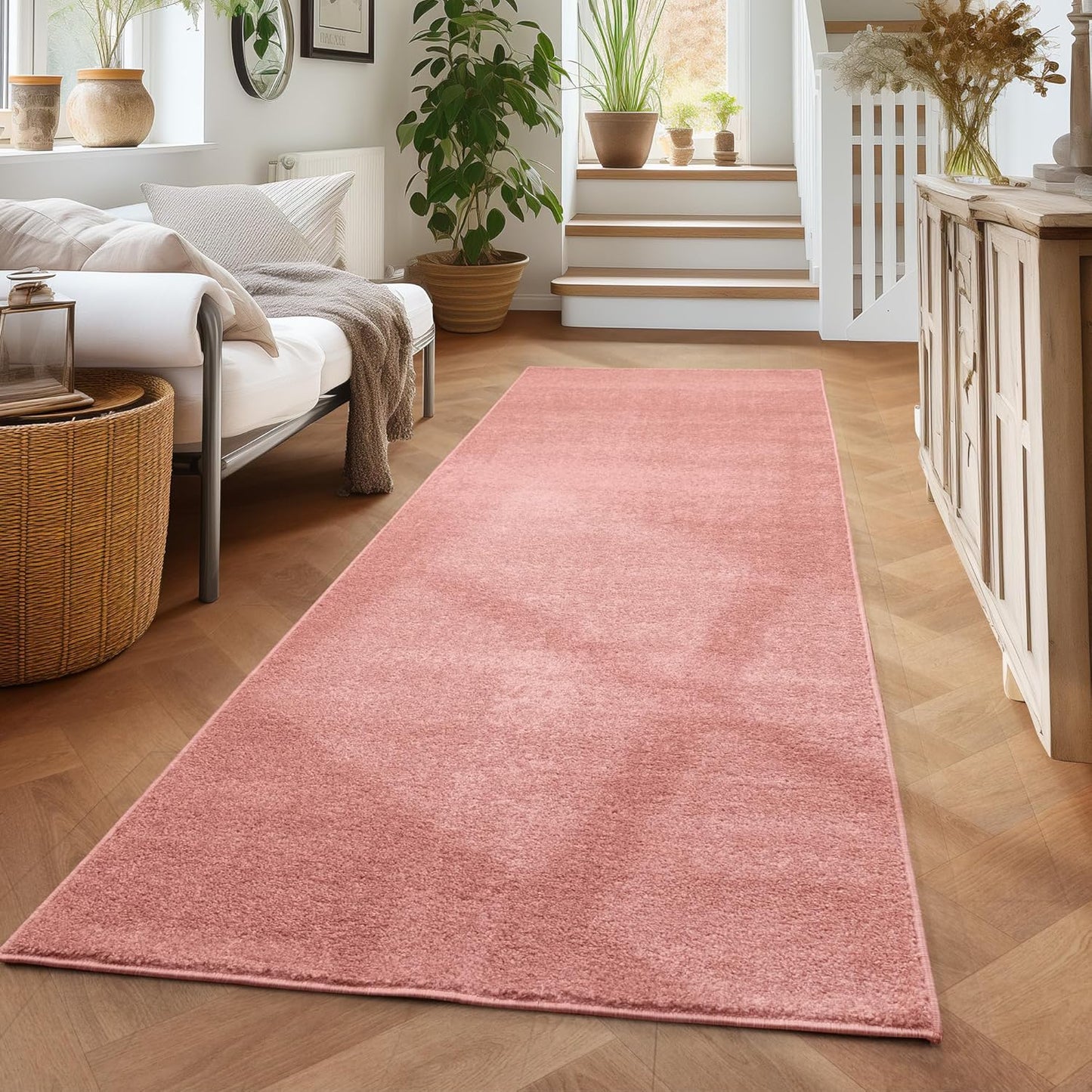 Tapis Uni à poils courts - Rose