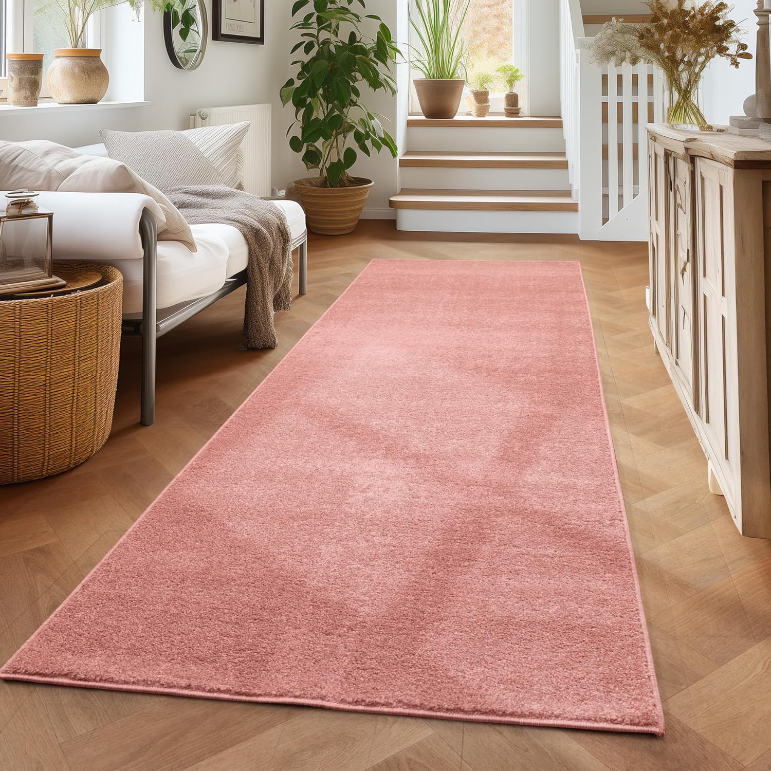 Tapis de couloir Uni à poils courts - Rose – STUDIO DECO