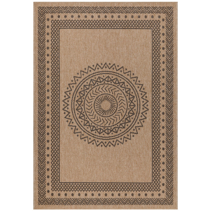 Tapis Naturel aspect jute motifs géométrique Beige et Noir – STUDIO DECO