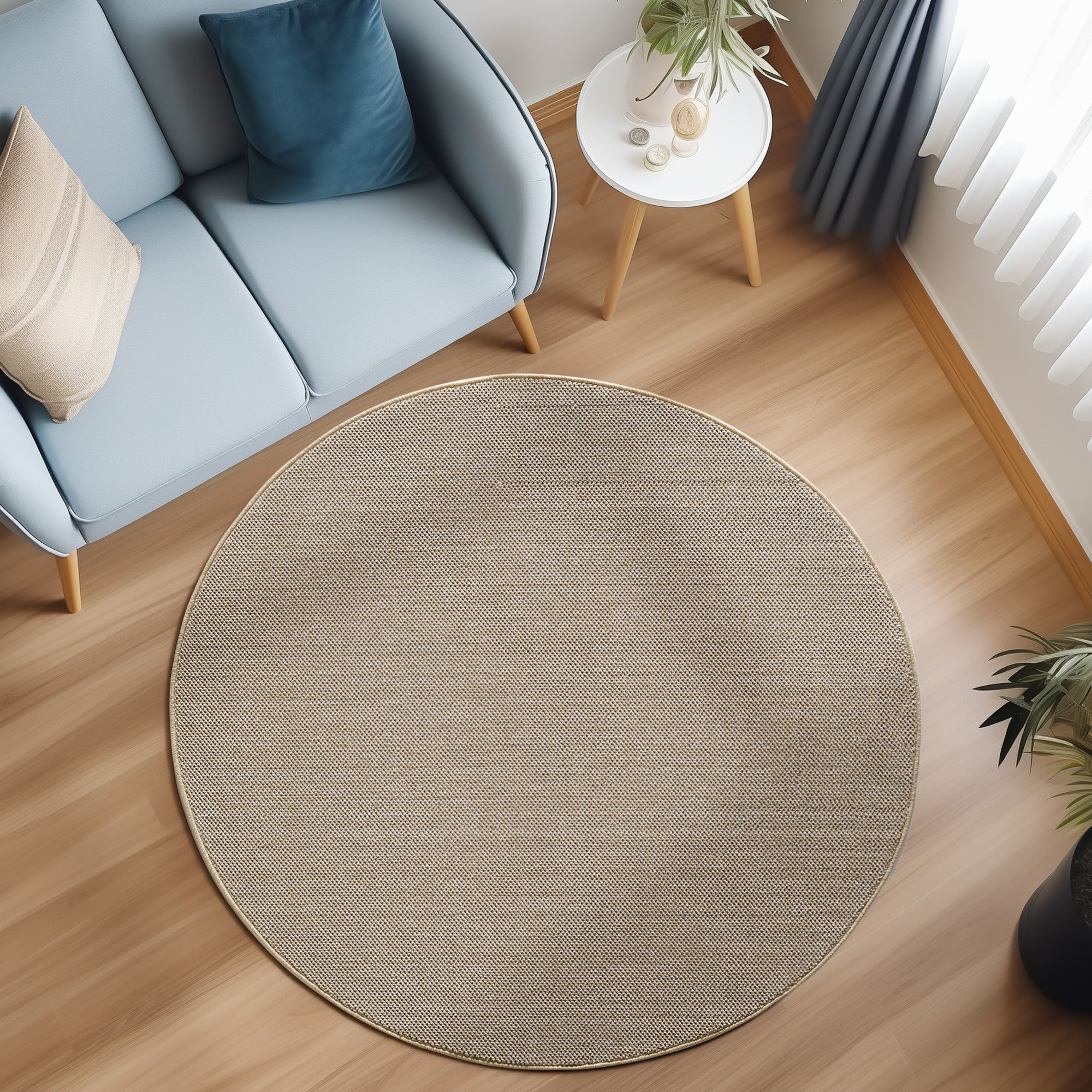 Tapis Rond Naturel aspect jute - Beige – STUDIO DECO