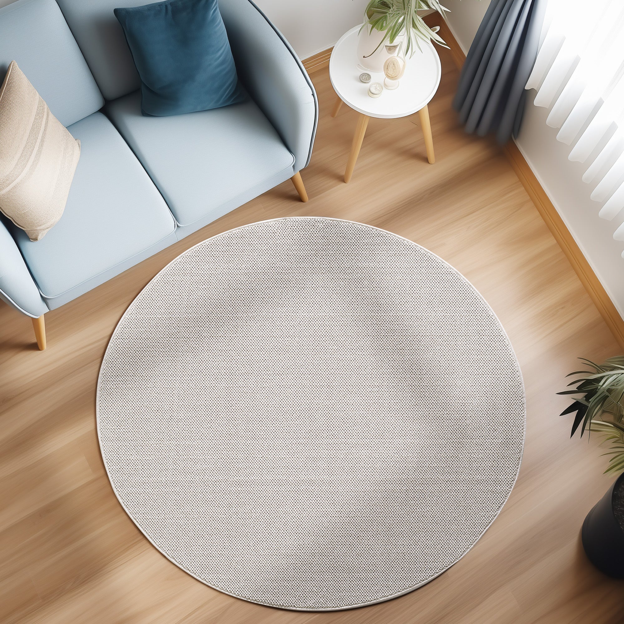 Tapis Rond Naturel aspect jute - Crème – STUDIO DECO