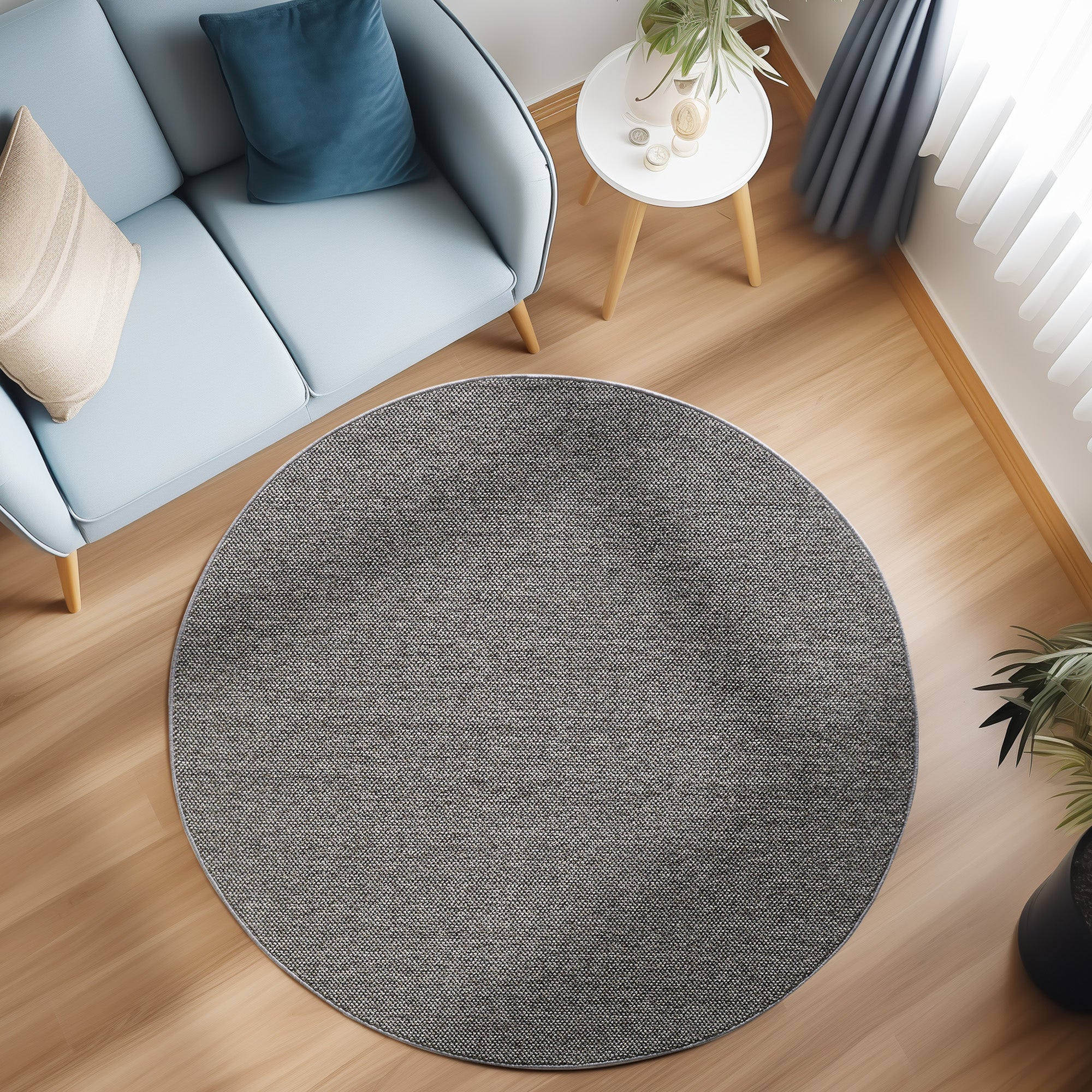 Tapis Rond Naturel aspect jute - Gris – STUDIO DECO