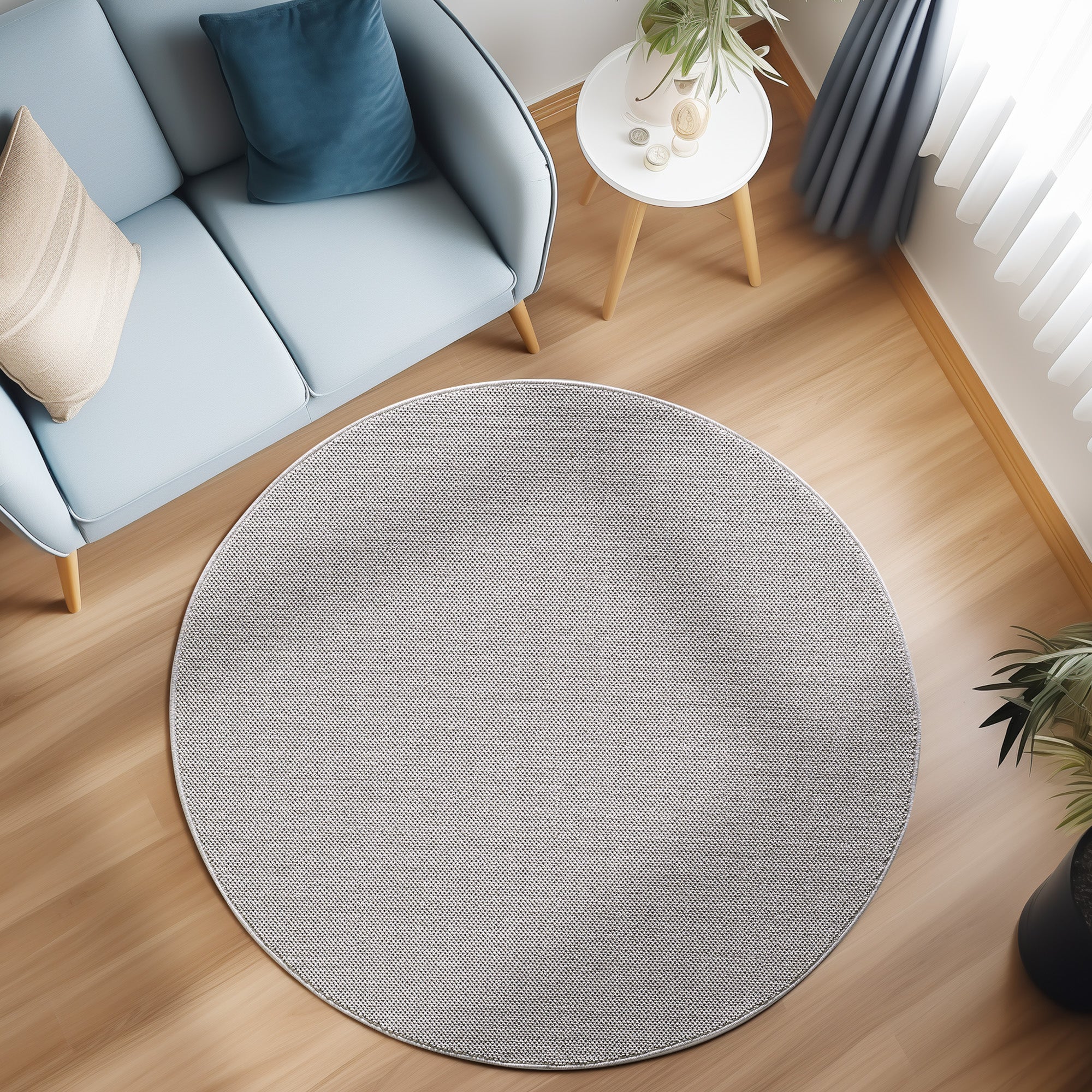 Tapis Rond Naturel aspect jute - Gris Clair – STUDIO DECO