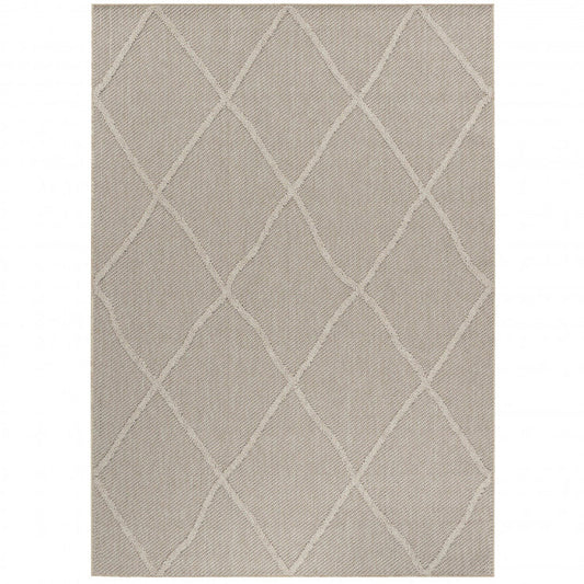 Tapis effet Jute naturel à Relief Losanges - Beige