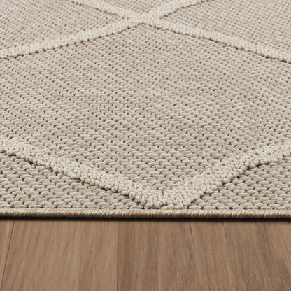 Tapis effet Jute naturel à Relief Losanges - Beige