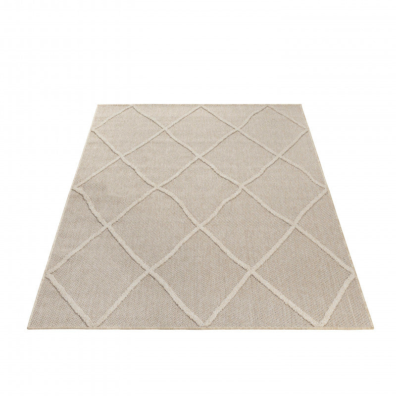 Tapis effet Jute naturel à Relief Losanges - Beige