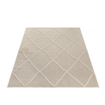 Tapis effet Jute naturel à Relief Losanges - Beige