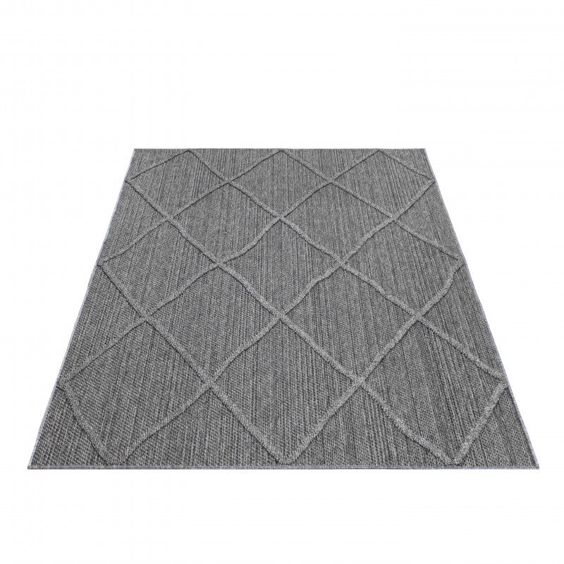 Tapis effet Jute naturel à Relief Losanges - Gris