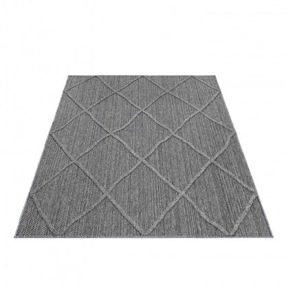 Tapis effet Jute naturel à Relief Losanges - Gris