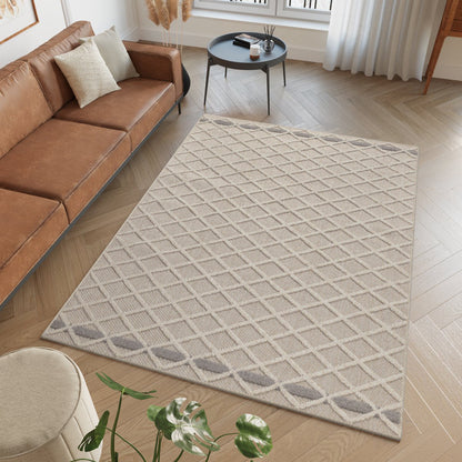 Tapis effet Jute naturel à Relief Stries - Beige