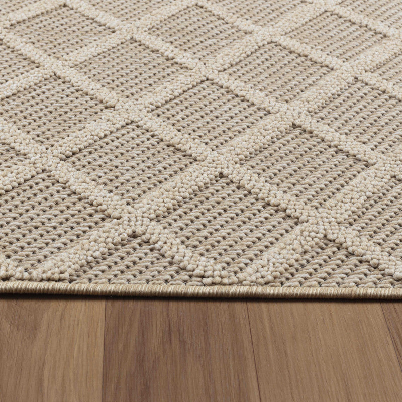 Tapis effet Jute naturel à Relief Stries - Beige