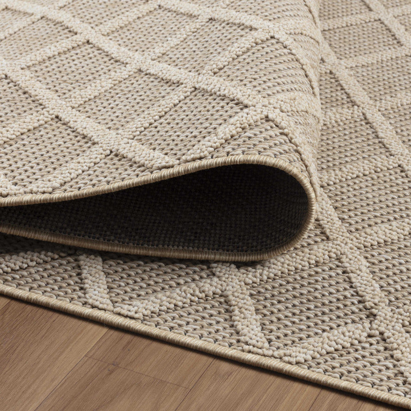 Tapis effet Jute naturel à Relief Stries - Beige