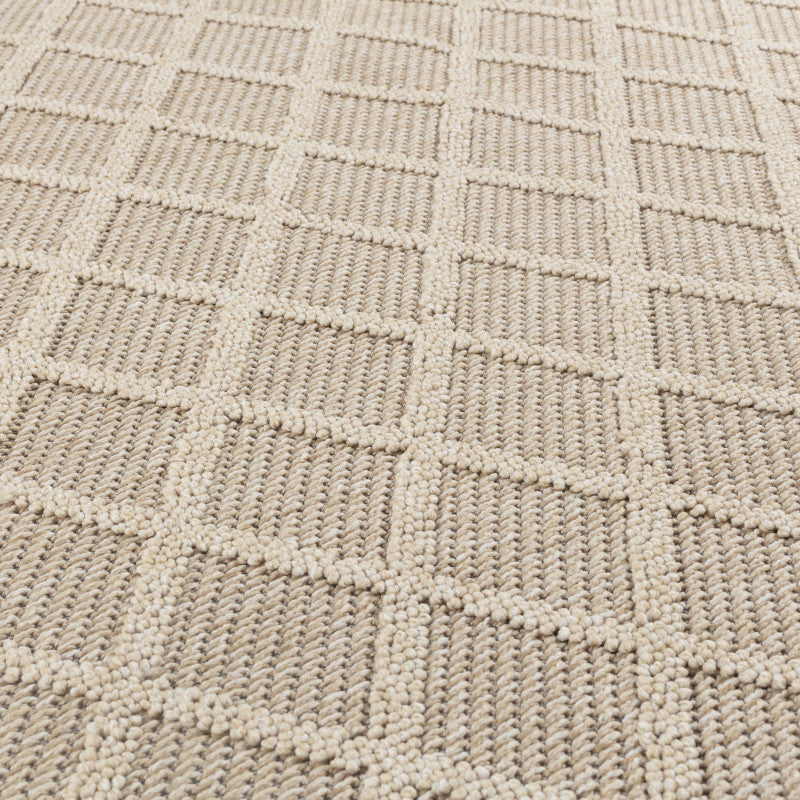 Tapis effet Jute naturel à Relief Stries - Beige