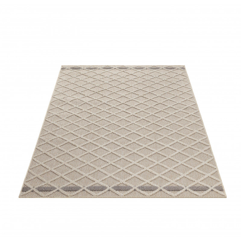 Tapis effet Jute naturel à Relief Stries - Beige