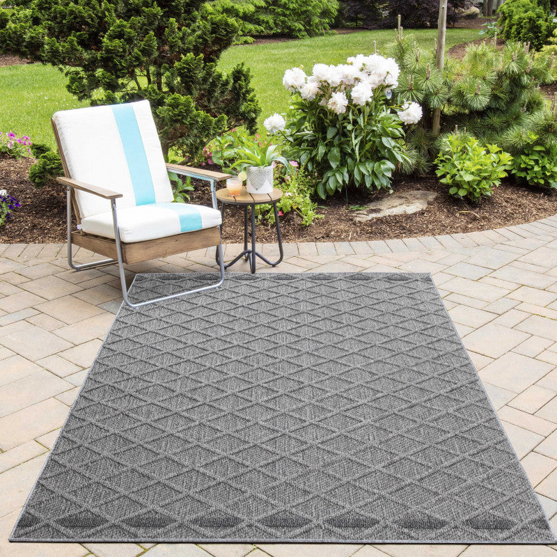 Tapis effet Jute naturel à Relief Stries - Gris