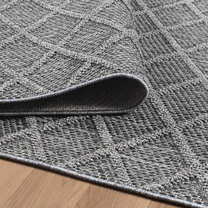 Tapis effet Jute naturel à Relief Stries - Gris