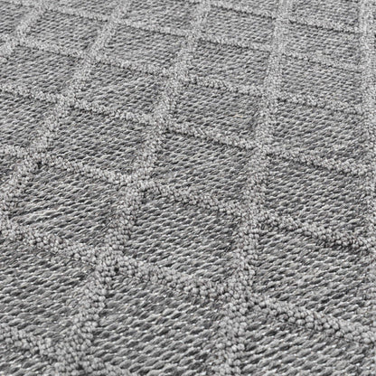 Tapis effet Jute naturel à Relief Stries - Gris