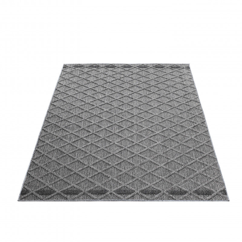 Tapis effet Jute naturel à Relief Stries - Gris