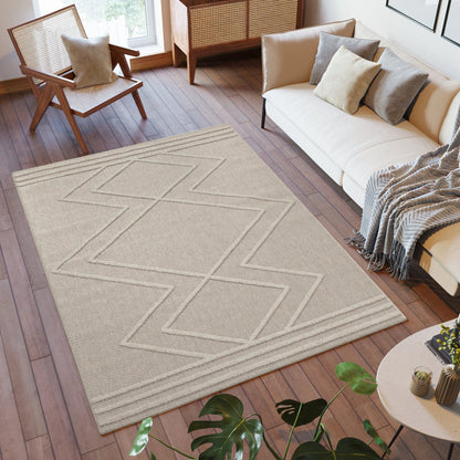 Tapis effet Jute naturel à Relief Berbère - Beige