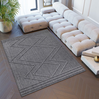 Tapis effet Jute naturel à Relief Berbère - Gris