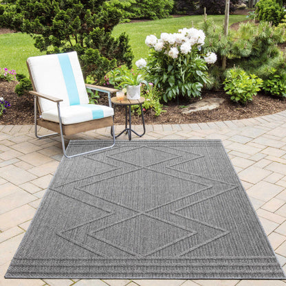 Tapis effet Jute naturel à Relief Berbère - Gris