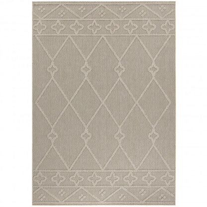 Tapis effet Jute naturel à Relief Géométrique - Beige