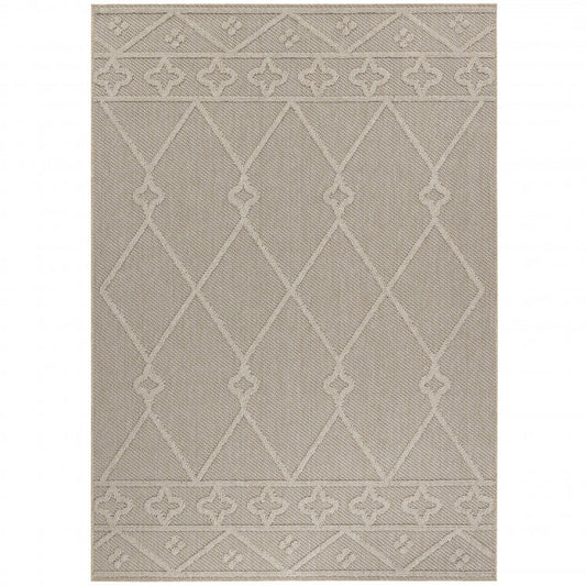 Tapis effet Jute naturel à Relief Géométrique - Beige