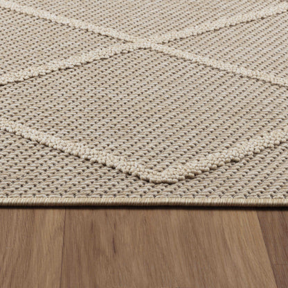 Tapis effet Jute naturel à Relief Géométrique - Beige