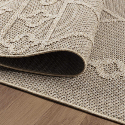 Tapis effet Jute naturel à Relief Géométrique - Beige