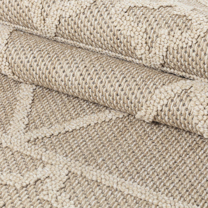 Tapis effet Jute naturel à Relief Géométrique - Beige