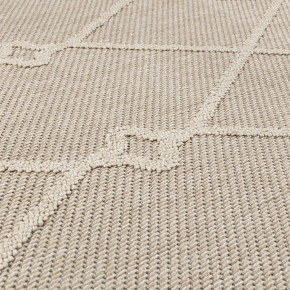 Tapis effet Jute naturel à Relief Géométrique - Beige