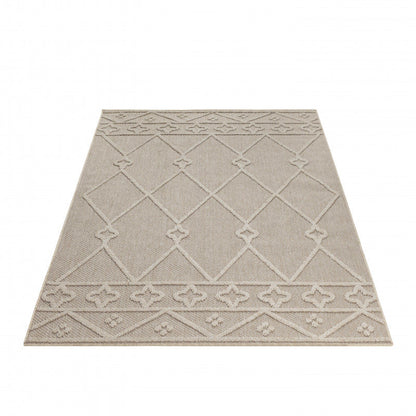 Tapis effet Jute naturel à Relief Géométrique - Beige