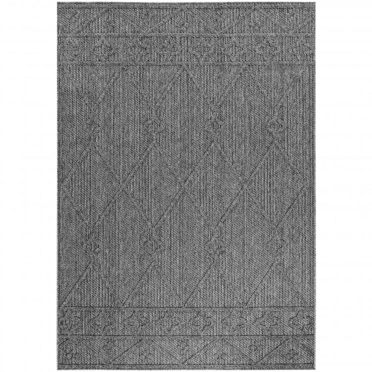 Tapis effet Jute naturel à Relief Géométrique - Gris