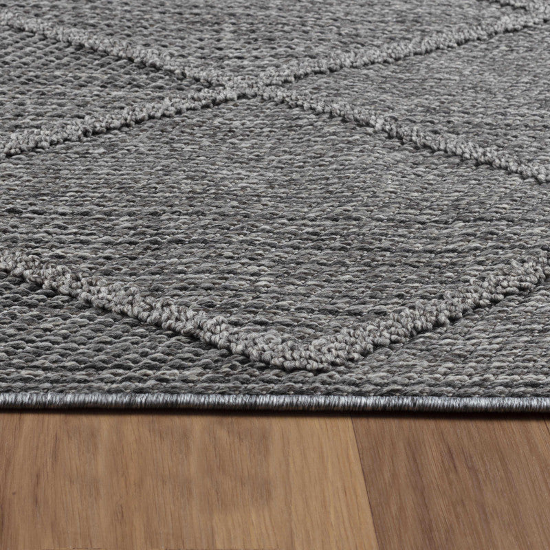 Tapis effet Jute naturel à Relief Géométrique - Gris