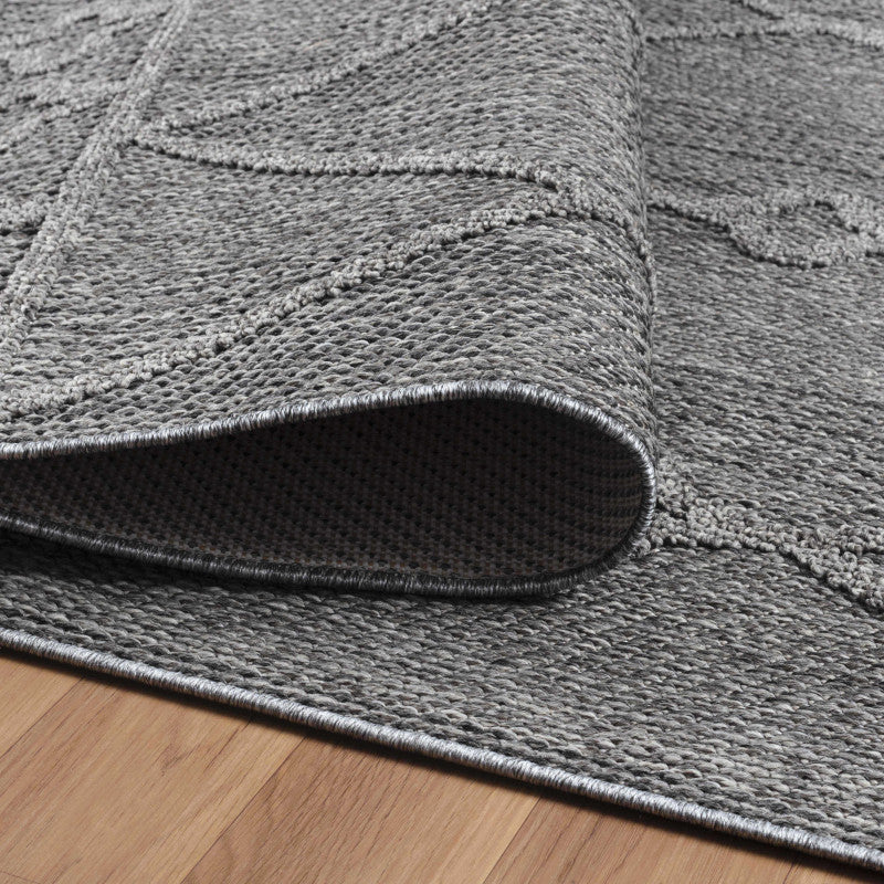 Tapis effet Jute naturel à Relief Géométrique - Gris